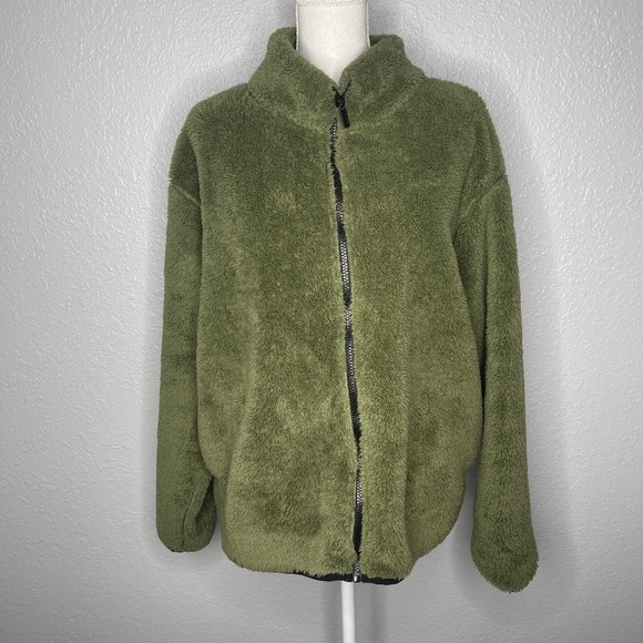 Green Teddy Jacket Zipper closure XL - Picture 1 of 7